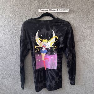 Sailor Moon Tee T-shirt XS Women's Top Black Tie Dye Long Sleeve Japan Animation